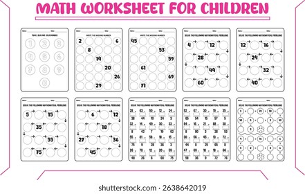 Math vector worksheets for children