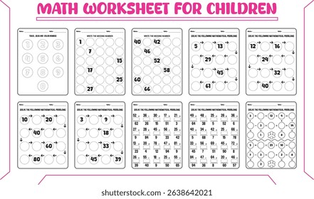 Math vector worksheets for children