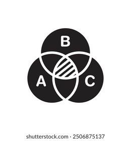 Diagrama de Venn de Matemáticas Relleno Icono Ilustración vectorial