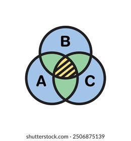 Ilustración vectorial de ícono de diagrama de Math Venn