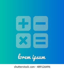 Math White stroke fill with blue & green gradient background Icon / Logo Design