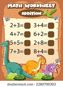 Ilustración de plantilla de adición de hoja de cálculo matemática