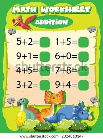 Math Worksheet Addition Template illustration