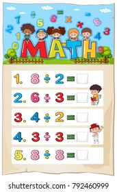 Design de planilha matemática para ilustração de divisão