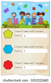 Math worksheet for different shapes illustration