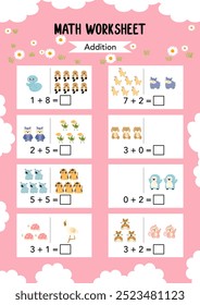 Math Worksheet educational how many activities for children. Learning addition, subtraction. Preschool printable worksheet activity, count and write the result. First grade worksheets. Teacher resourc