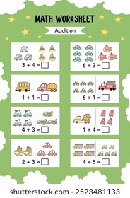 Math Worksheet educational how many activities for children. Learning addition, subtraction. Preschool printable worksheet activity, count and write the result. First grade worksheets. Teacher resourc