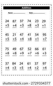 planilha matemática para crianças com adição 