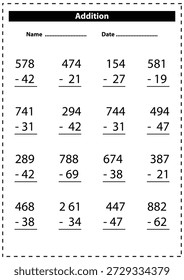 planilha matemática para crianças com adição 
