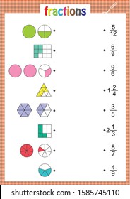 math worksheet for kids, fractions activities