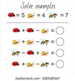 Math worksheet for kids. Mathematical puzzles. Education game for children. For logical thinking.