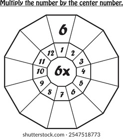 Planilha matemática : multiplica o número (tabela de 6)
