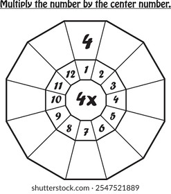 Hoja de cálculo matemático: multiplicar el número (tabla de 4)