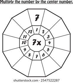 Planilha matemática : multiplica o número (tabela de 7)