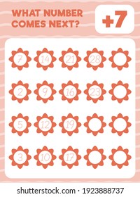 Math worksheet practice print page. What number comes next? Count and write. 