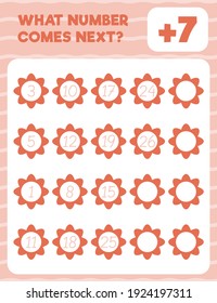 Math worksheet practice print page. What number comes next? Count and write. 