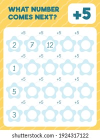 Math worksheet practice print page. What number comes next? Addition. Count and write. 