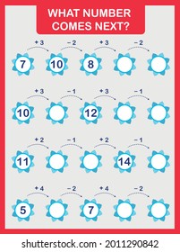 Math worksheet practice print page. What number comes next.