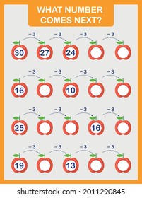 Math worksheet practice print page. What number comes next.