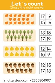Math worksheets for early child development, addition, and subtraction for preschool education, schooling, pedagogic use. Maze game, counting to twenty. Activities math for kindergarten, first grade.