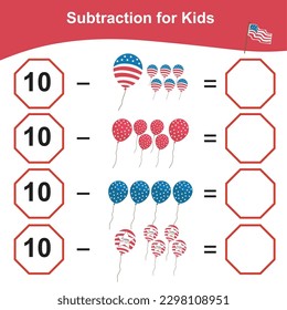 Mathematic counting worksheet. Math activity, count and write the answer. Educational printable math worksheet for children. Vector File.