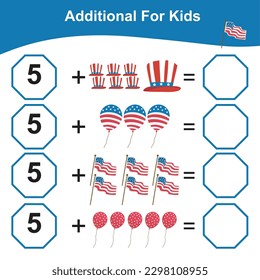 Mathematic counting worksheet. Math activity, count and write the answer. Educational printable math worksheet for children. Vector File.