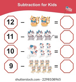 Mathematic counting worksheet. Math activity, count and write the answer. Educational printable math worksheet for children. Vector File.