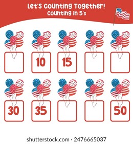Mathematic counting worksheet. Math activity, count and write the missing numbers, math multiples. Educational printable math worksheet for children. Learning Game.