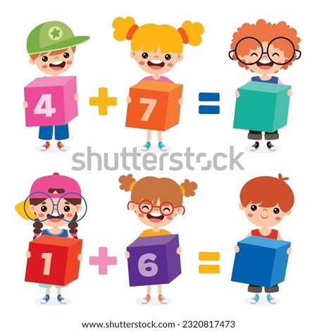 Mathematic Exercise With Kids Holding Cubes