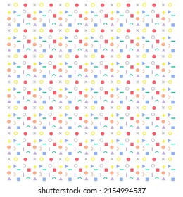 Mathematic geometric seamless pattern. Abstract background, wallpaper, graphic art design from plus, minus, division, multiplication, circle, square, triangle.