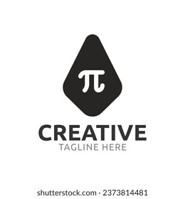 Mathematisches Pi-Logo mit schwarzer Farbe und modernem und einfachem Stil.