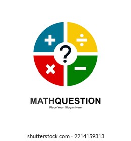 Mathematic question vector logo design. Suitable for business, education, quiz and math symbol.