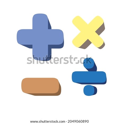 Mathematic signs, plus, minus, division and multiplication