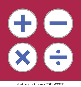 Mathematic symbol icon (plus, minus, multiply, divide). vector illustration