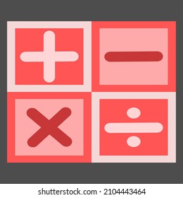 Mathematic symbol icon (plus, minus, multiply, divide). vector illustration