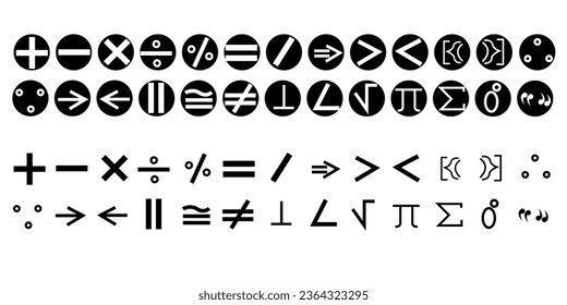  Mathematic symbol set. Math sign icons. Vector isolated illustration.