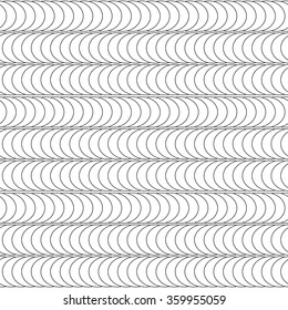 Mathematical abstract seamless pattern of curved elements. Monochrome seamless pattern. Geometric simple repetitive background. 