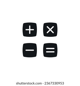 Mathematical actions simple glyph icon. Addition, subtraction, multiplication. Vector solid isolated black illustration.