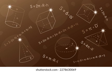 Mathematical background with formulas and geometric shapes for various purposes such as banner, wallpaper, poster background