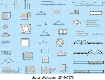 mathematical background geometrical figures vector illustration