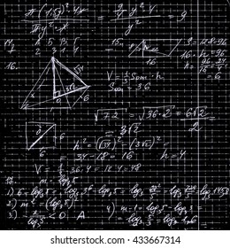 mathematical background. Imitation of a shcool blackboard, pupil's notebook. vector element of design