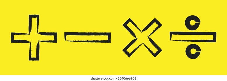 Mathematische und Berechnung Plus-, Minus-, Multiplikations-, Divide- und Gleichzeichen-Symbolsatz. Vektorgrafik eps 10.