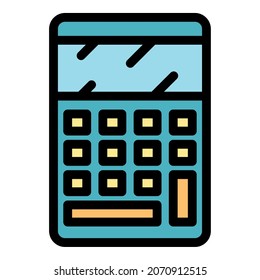 Icono de calculadora matemática. Esbozo calculador matemático color de icono vector plano aislado