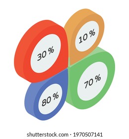 Mathematical chart infographic, isometric icon