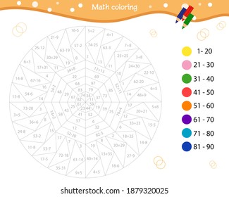 Mathematical coloring book for children. Addition and subtraction