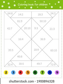 Mathematical coloring book for children. Securing an account. Division