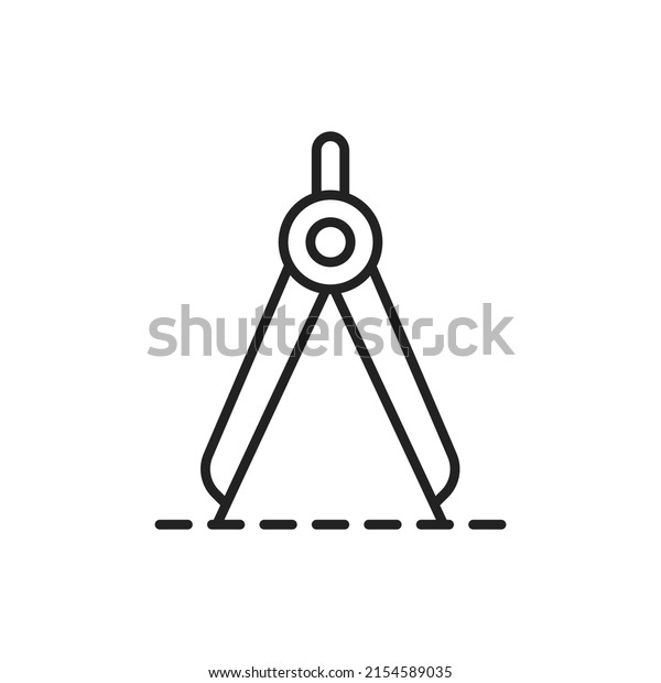 Mathematical compass, drawing tool icon.\
High quality black vector\
illustration.