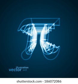 The mathematical constant Pi, blue background, abstract vector illustration eps10