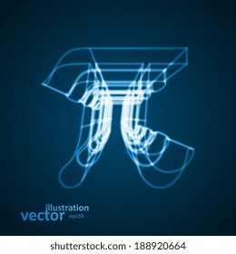 The mathematical constant Pi, blue background, abstract vector illustration eps10