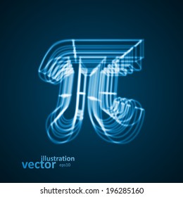 The mathematical constant Pi, blue background, abstract vector illustration eps10